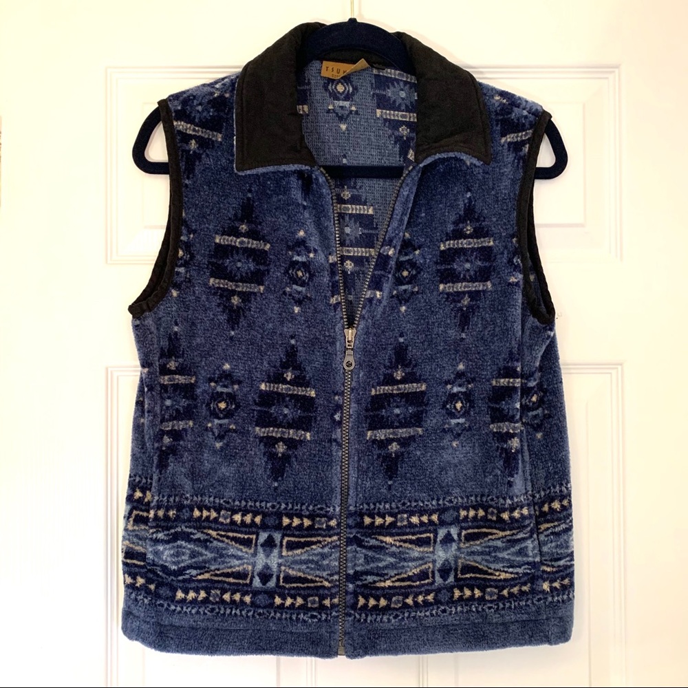 Tsunami Blue Tribal Aztec Print Vest